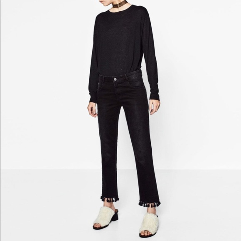 Zara jeans with tassel hem sz 27 (us 4)